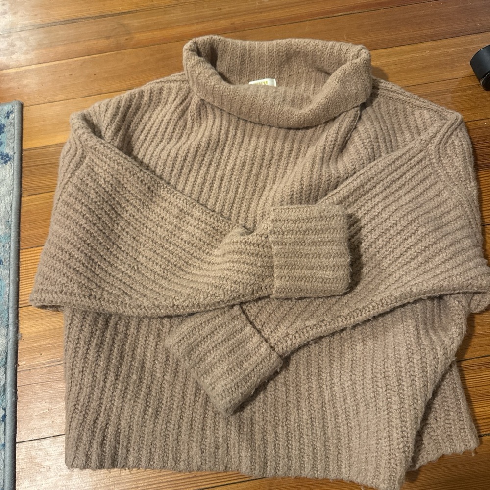 Maeve Taupe Cowl Neck Sweater